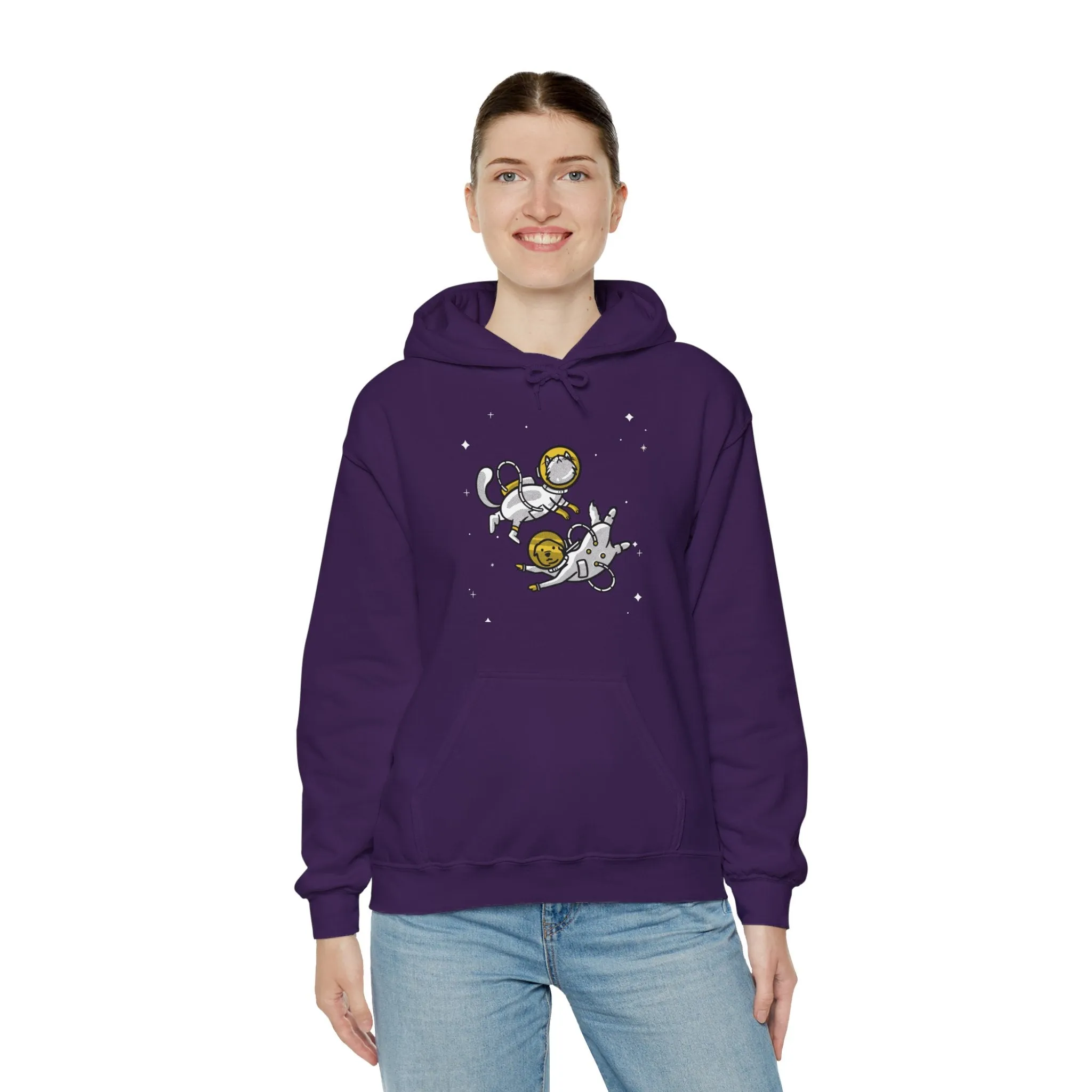 Space Buddies Funny Dog And Cat Astronaut Sci-Fi Hoodie