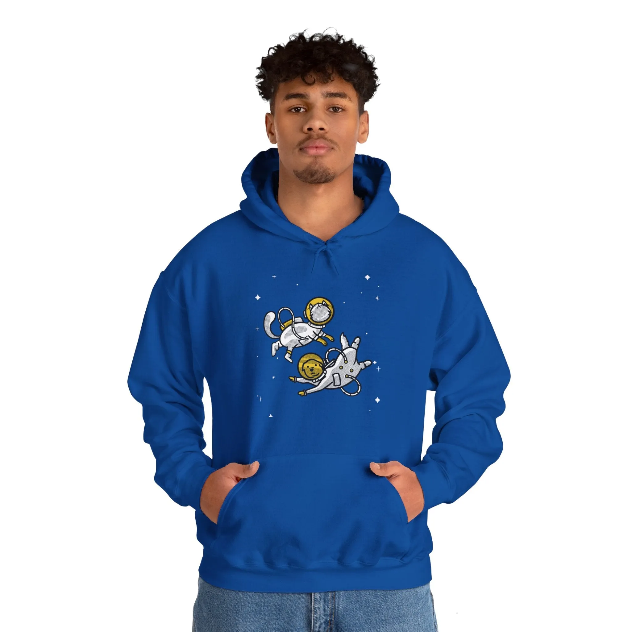 Space Buddies Funny Dog And Cat Astronaut Sci-Fi Hoodie