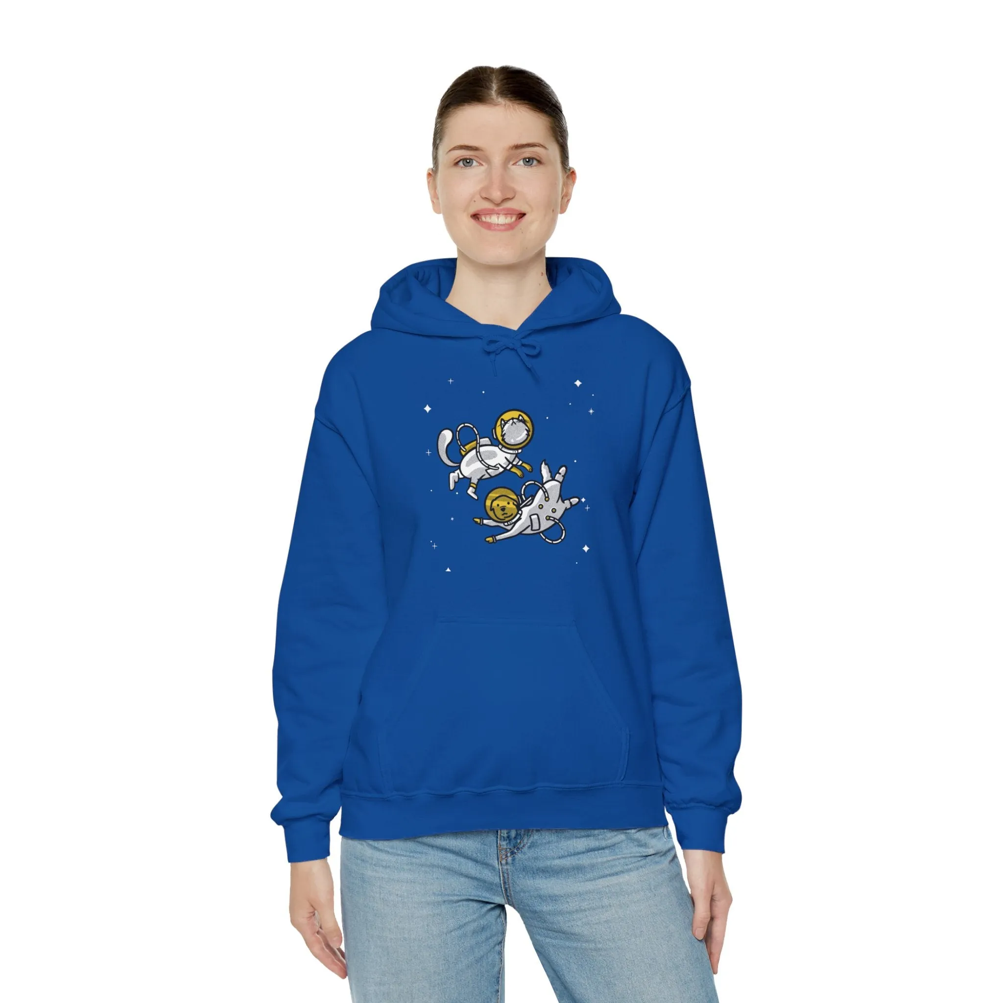 Space Buddies Funny Dog And Cat Astronaut Sci-Fi Hoodie