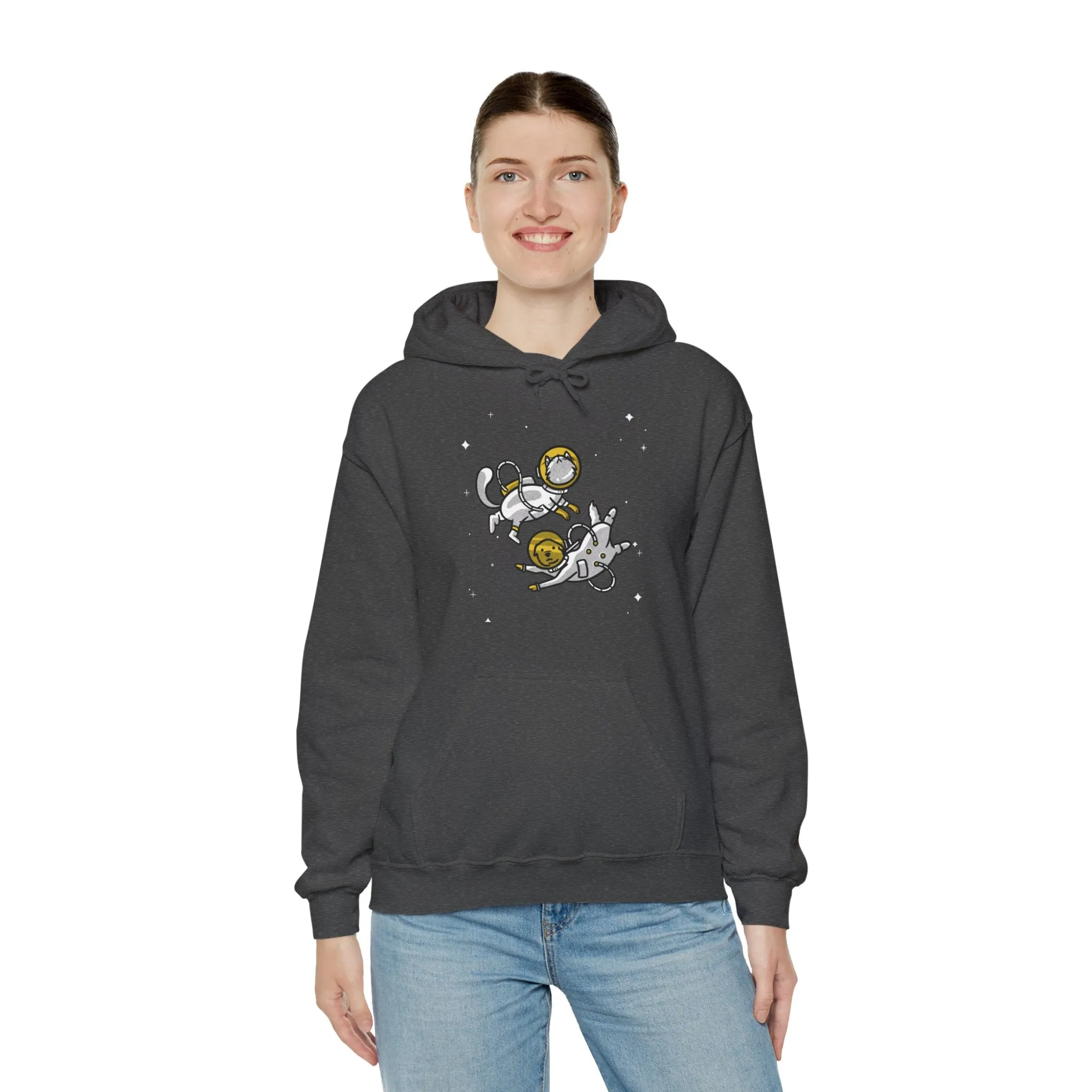 Space Buddies Funny Dog And Cat Astronaut Sci-Fi Hoodie