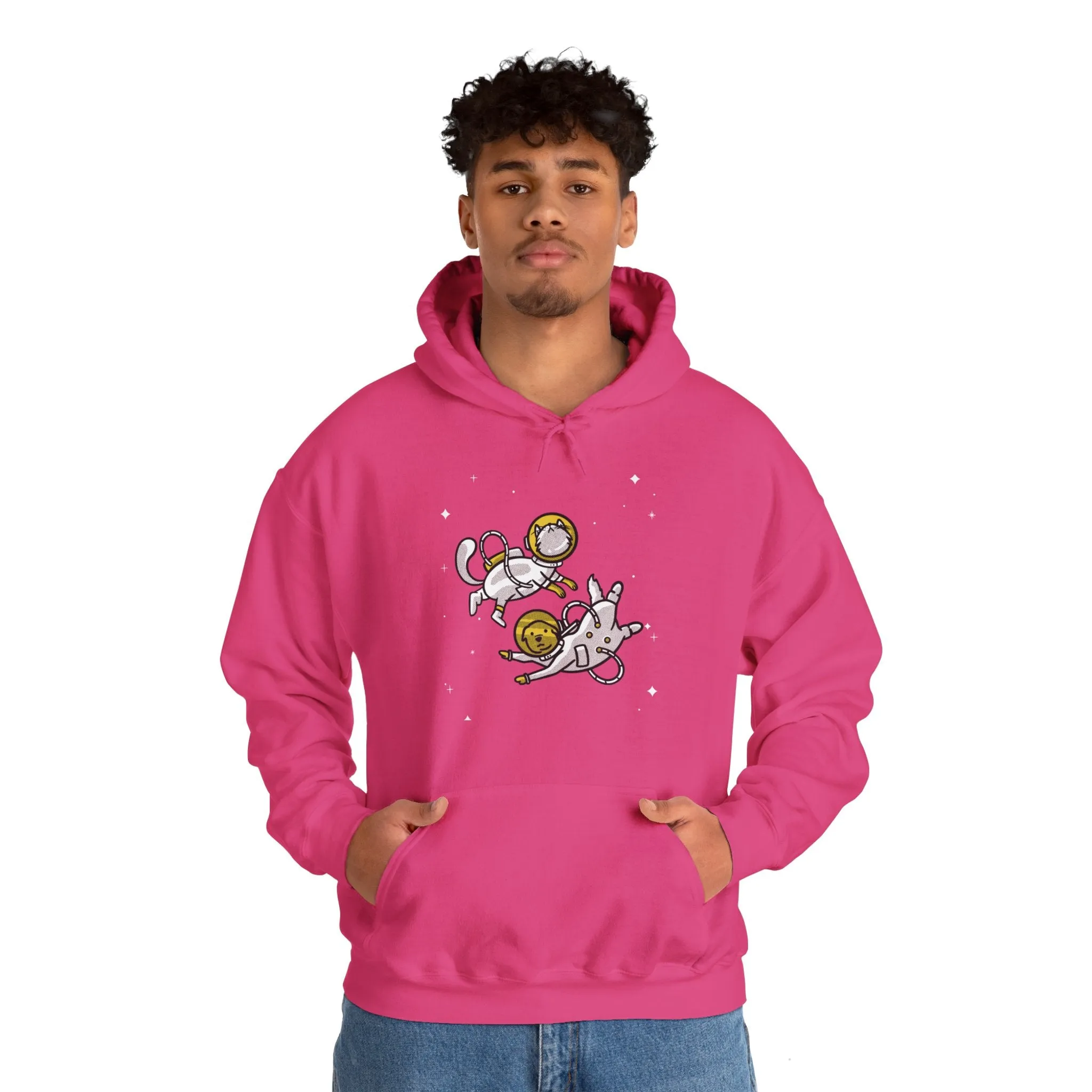 Space Buddies Funny Dog And Cat Astronaut Sci-Fi Hoodie