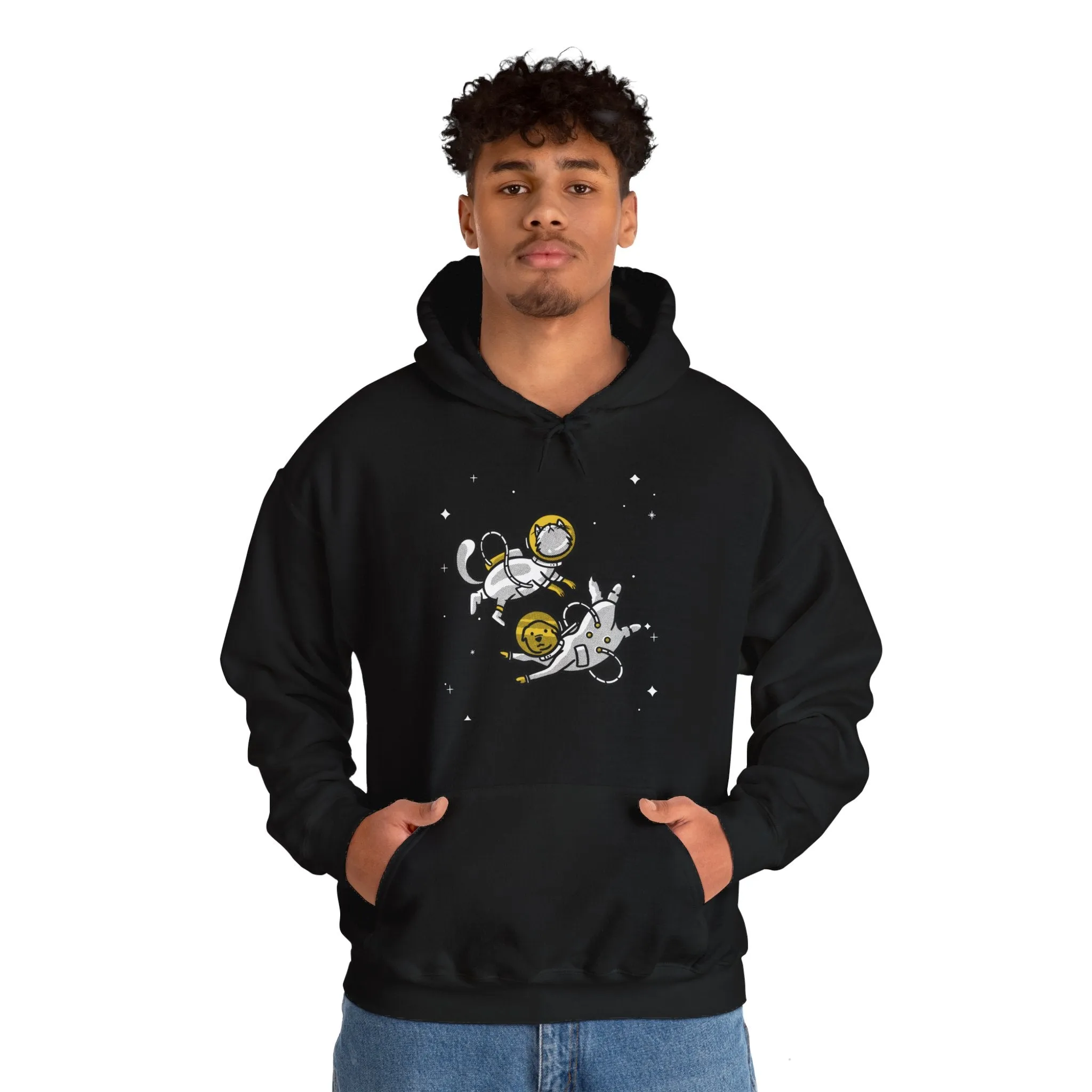 Space Buddies Funny Dog And Cat Astronaut Sci-Fi Hoodie