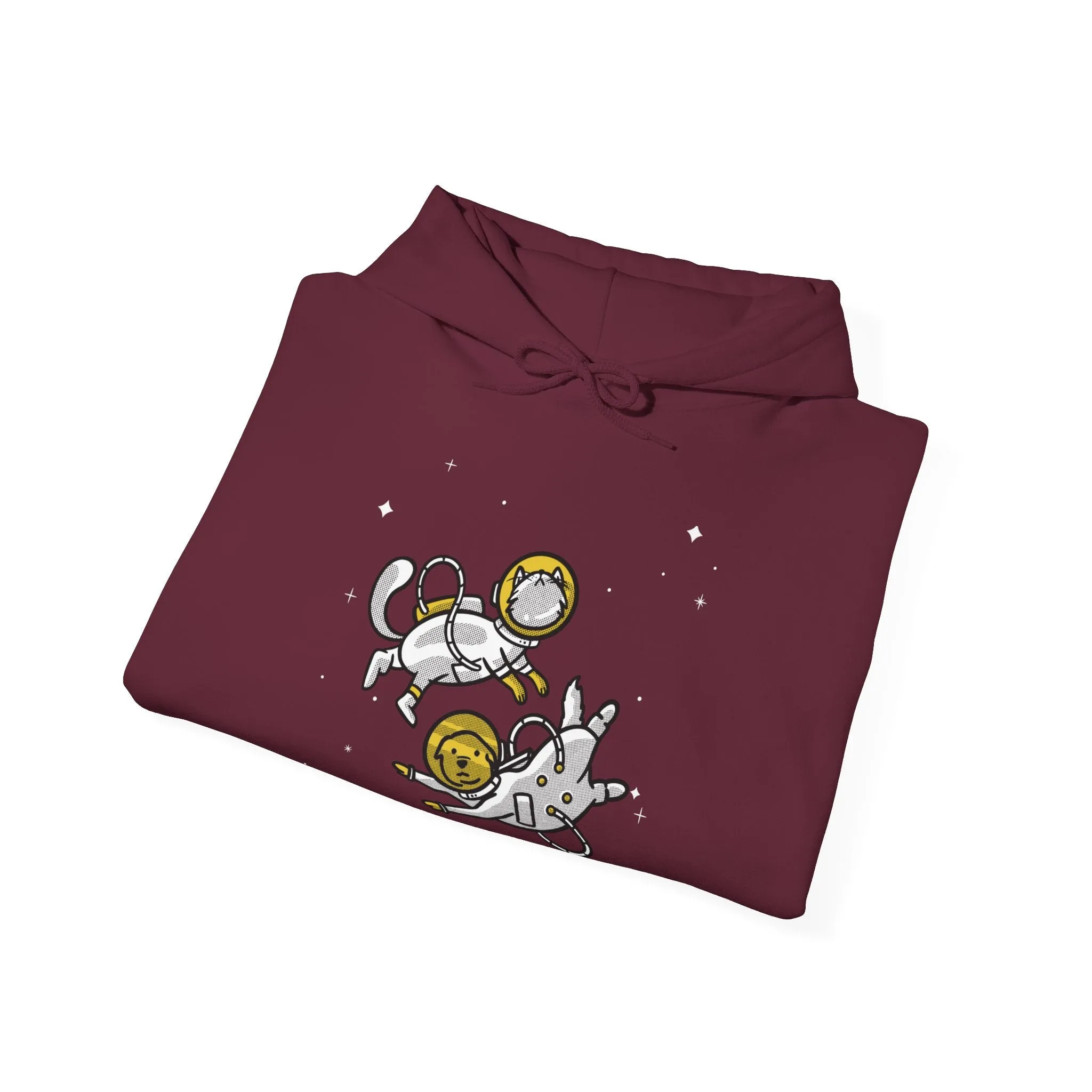 Space Buddies Funny Dog And Cat Astronaut Sci-Fi Hoodie