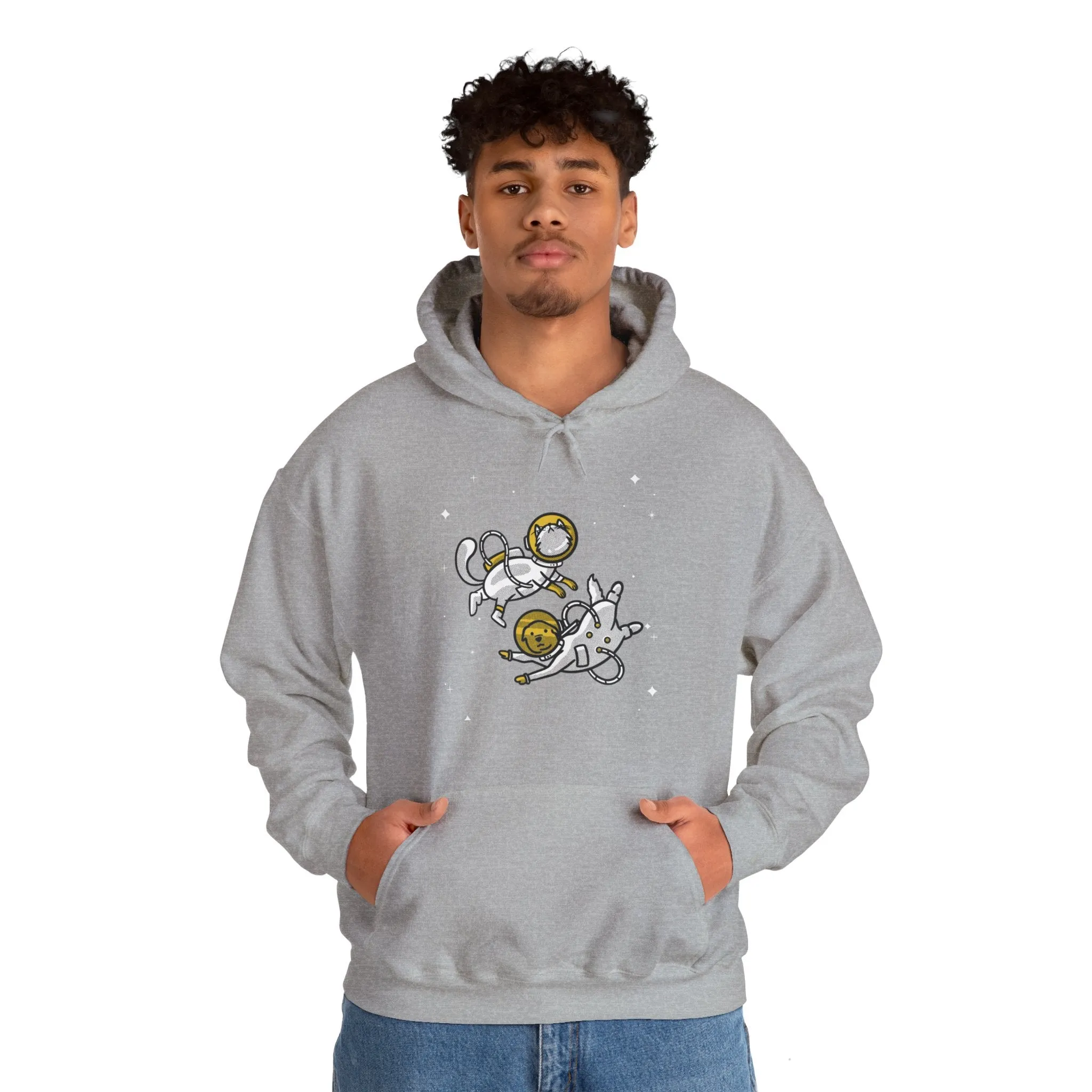 Space Buddies Funny Dog And Cat Astronaut Sci-Fi Hoodie