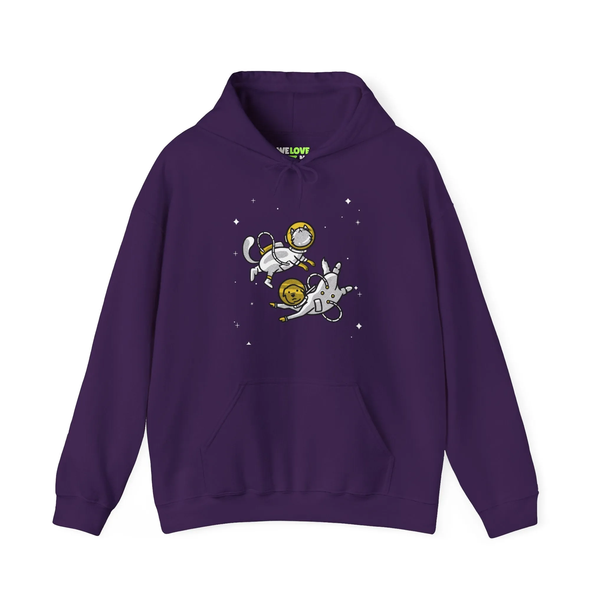 Space Buddies Funny Dog And Cat Astronaut Sci-Fi Hoodie