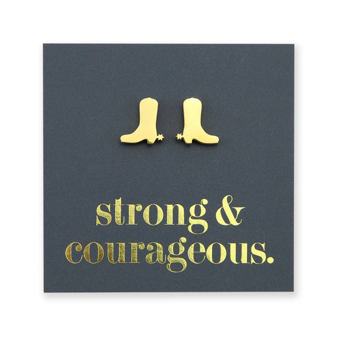 Stainless Steel Earring Studs - Strong & Courageous - BOOTS