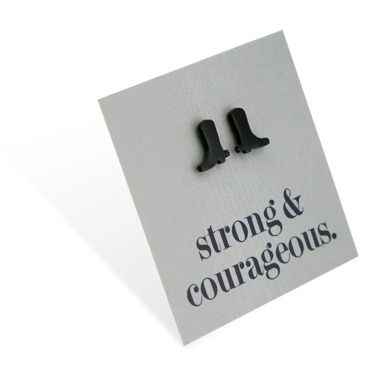 Stainless Steel Earring Studs - Strong & Courageous - BOOTS