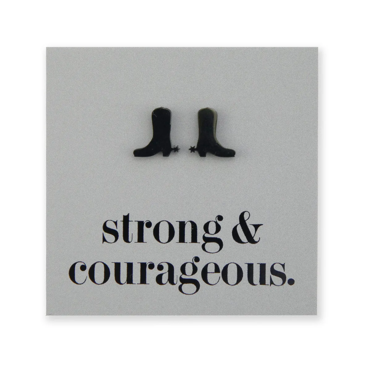 Stainless Steel Earring Studs - Strong & Courageous - BOOTS