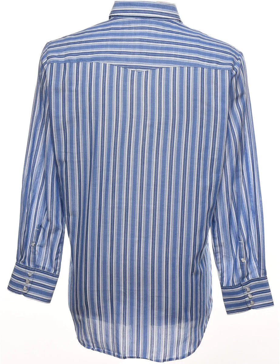 Striped Blue Classic Western Shirt - M