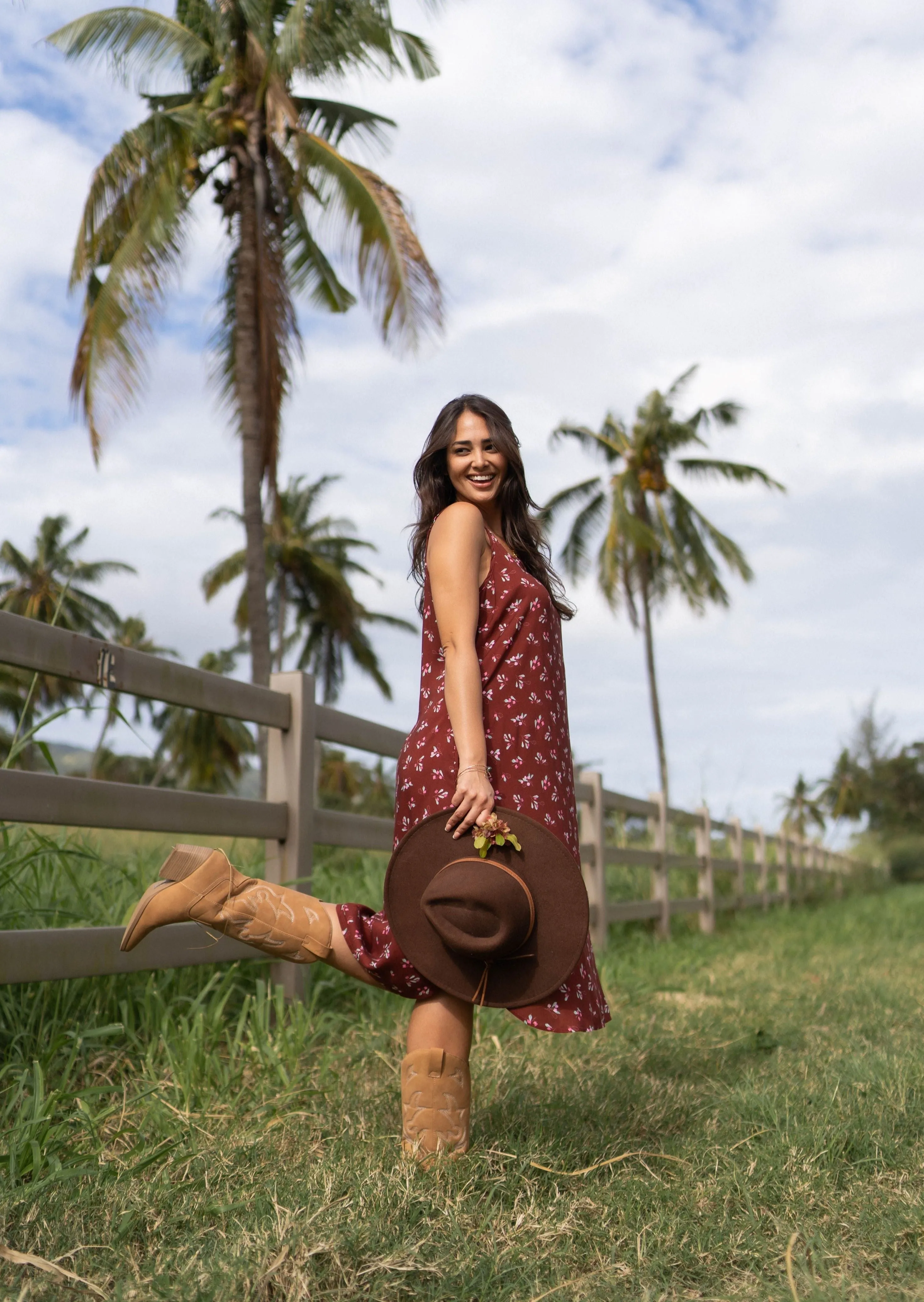 Tea Dress -ʻAʻaliʻi Maroon ALL SALES FINAL