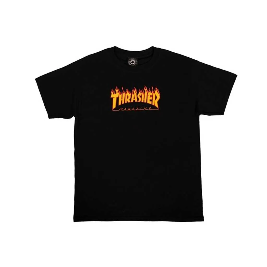 Thrasher Youth Flame Tee - Black