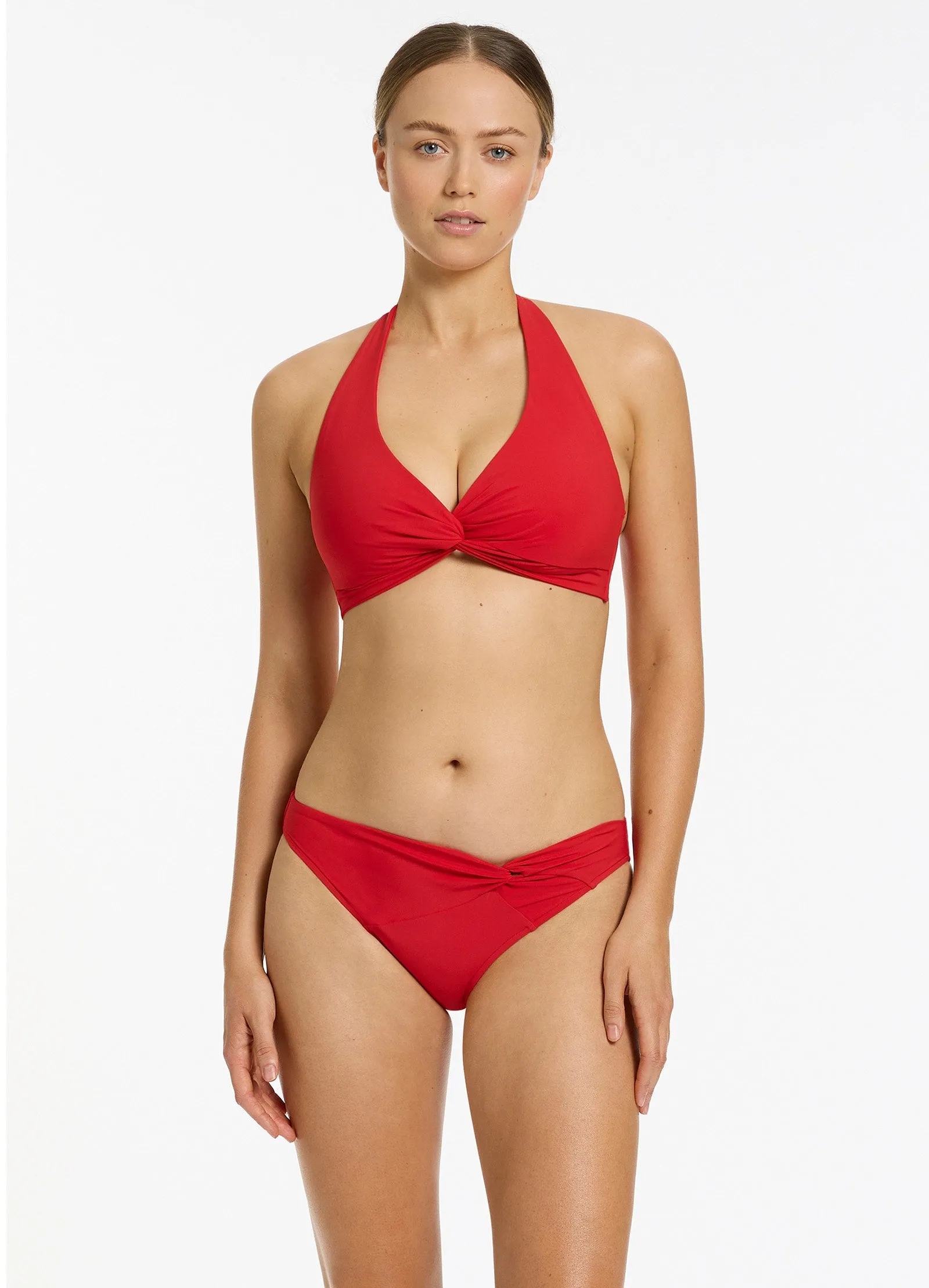 Twist Front Hipster Bikini Bottom - Rosso