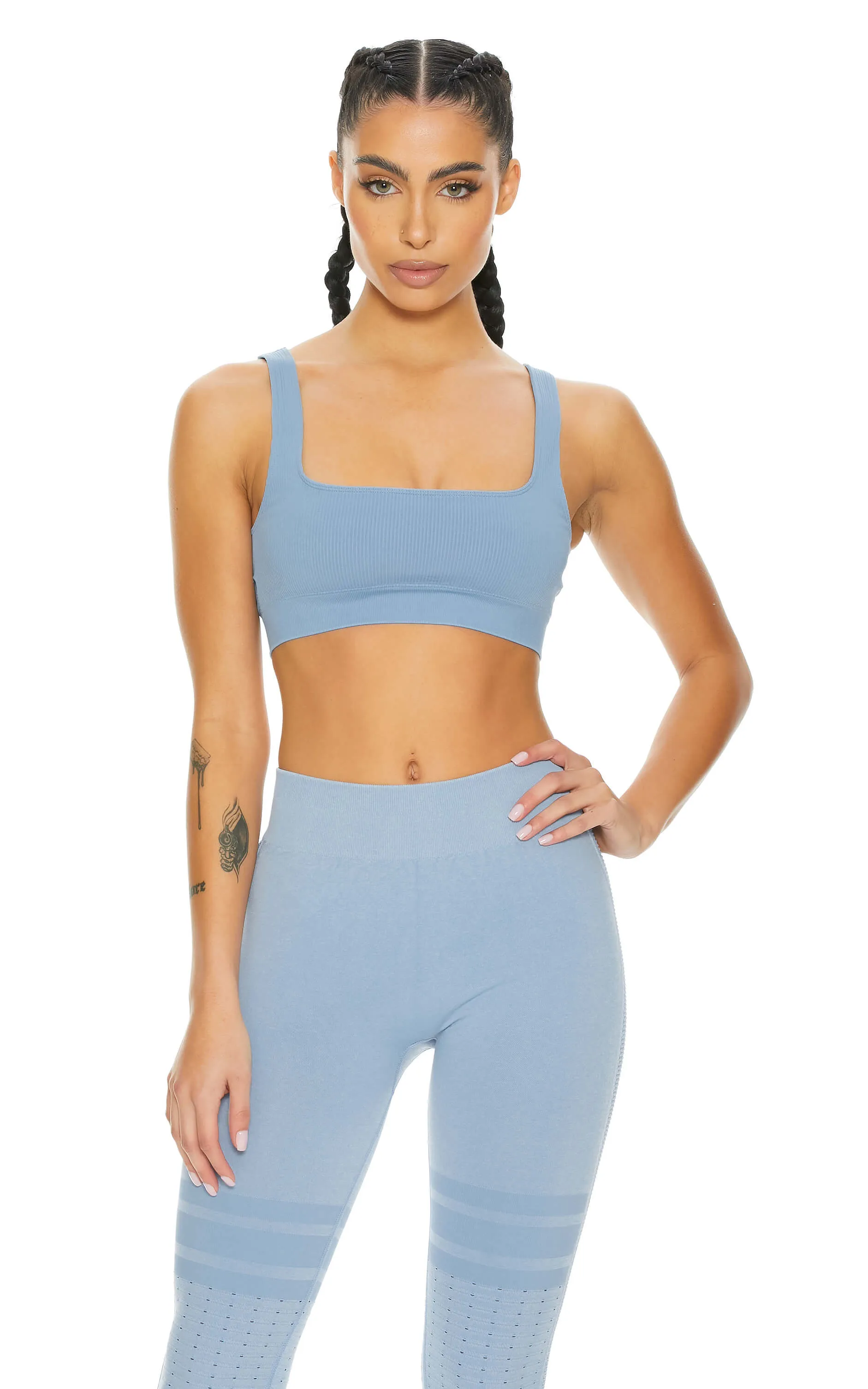 Uplifting Seamless Square Neck Sports Bra | Azure