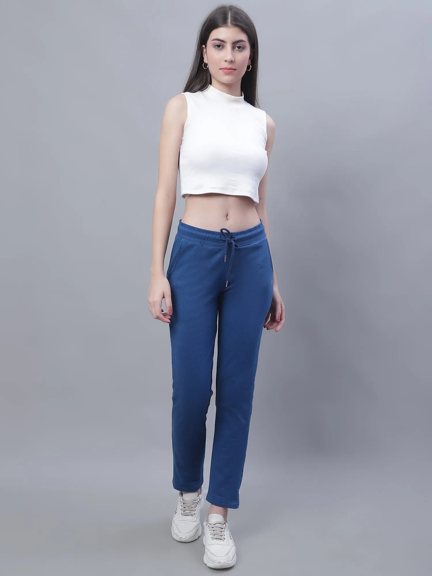 Women's Casual  Blue Full length Mid rise Track Pants