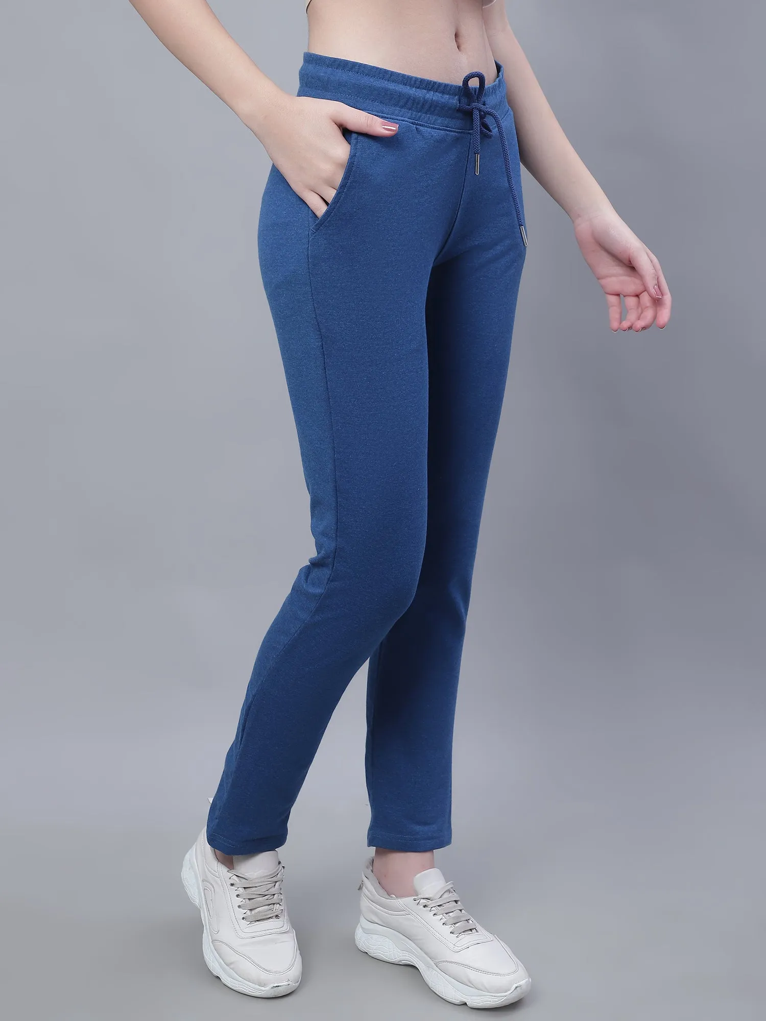 Women's Casual  Blue Full length Mid rise Track Pants