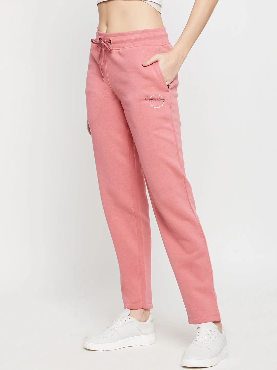 Women's Casual  Dark Pink Ankle length Mid rise Track Pants