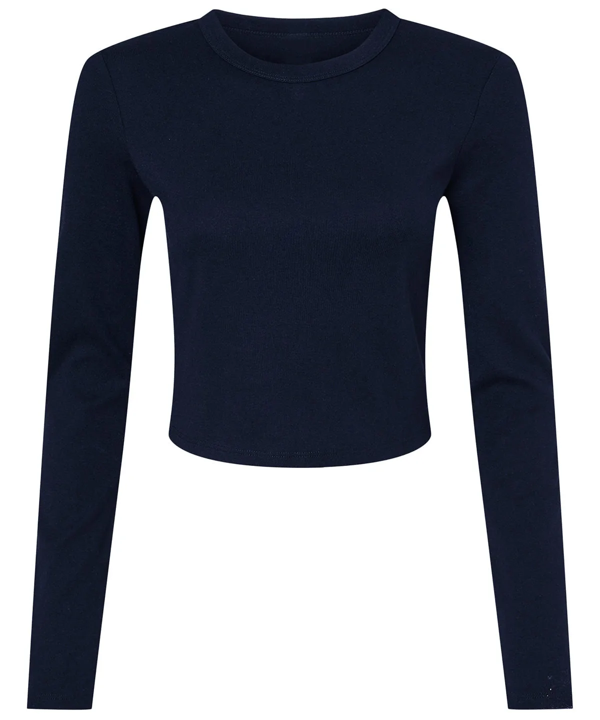 Womens micro rib long sleeve baby t-shirt | Solid Navy Blend