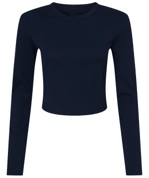 Womens micro rib long sleeve baby t-shirt | Solid Navy Blend