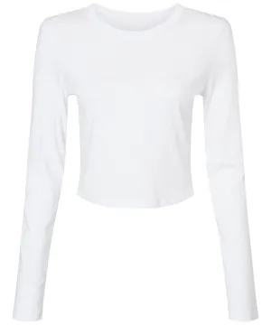 Womens micro rib long sleeve baby t-shirt | Solid White Blend