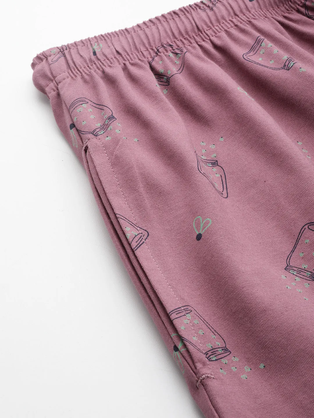 Women's Printed Cotton Mauve Lounge Pants | LDLW-2328-1 |