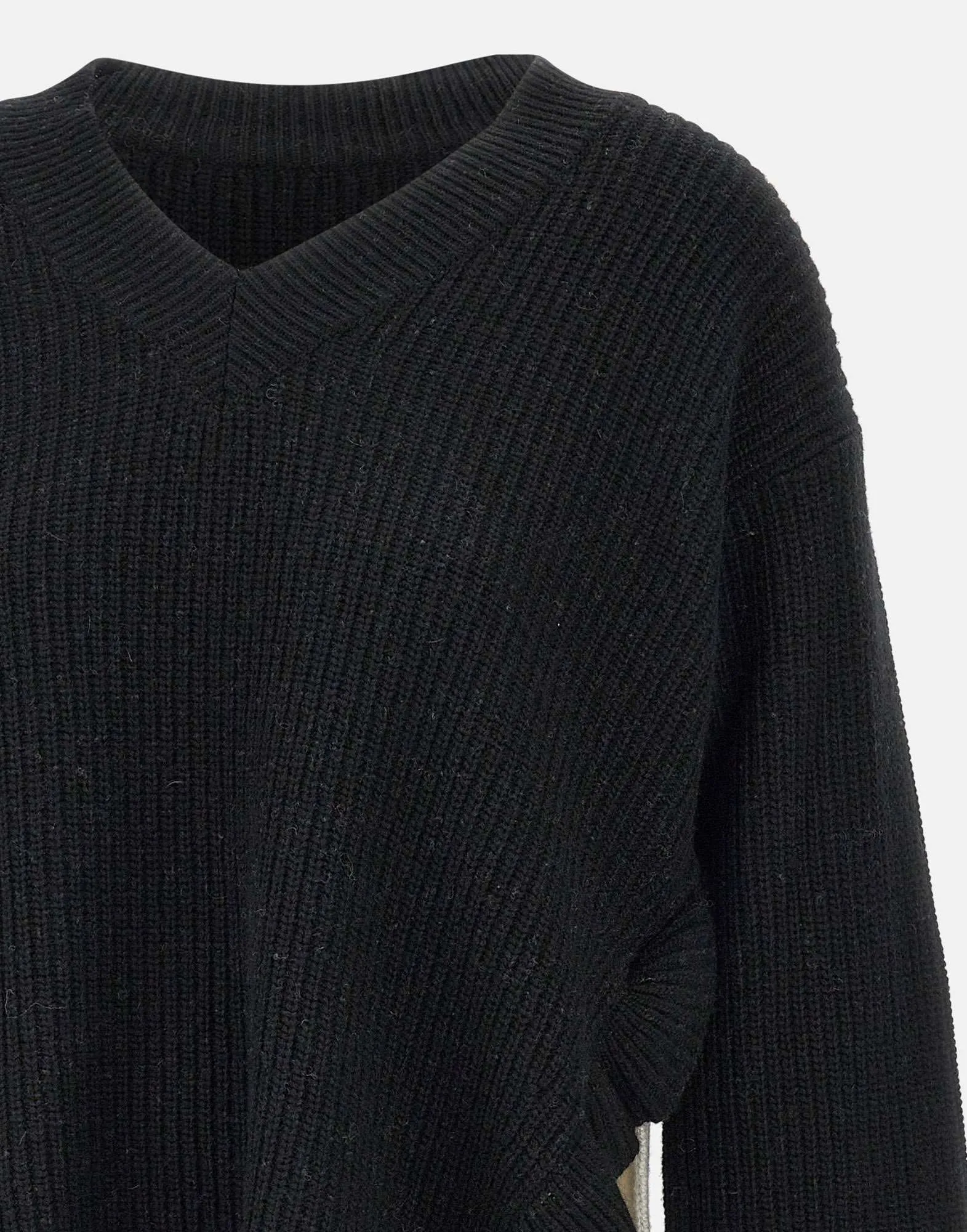 Wool and Cashmere Two-Tone Ruffle Sweater