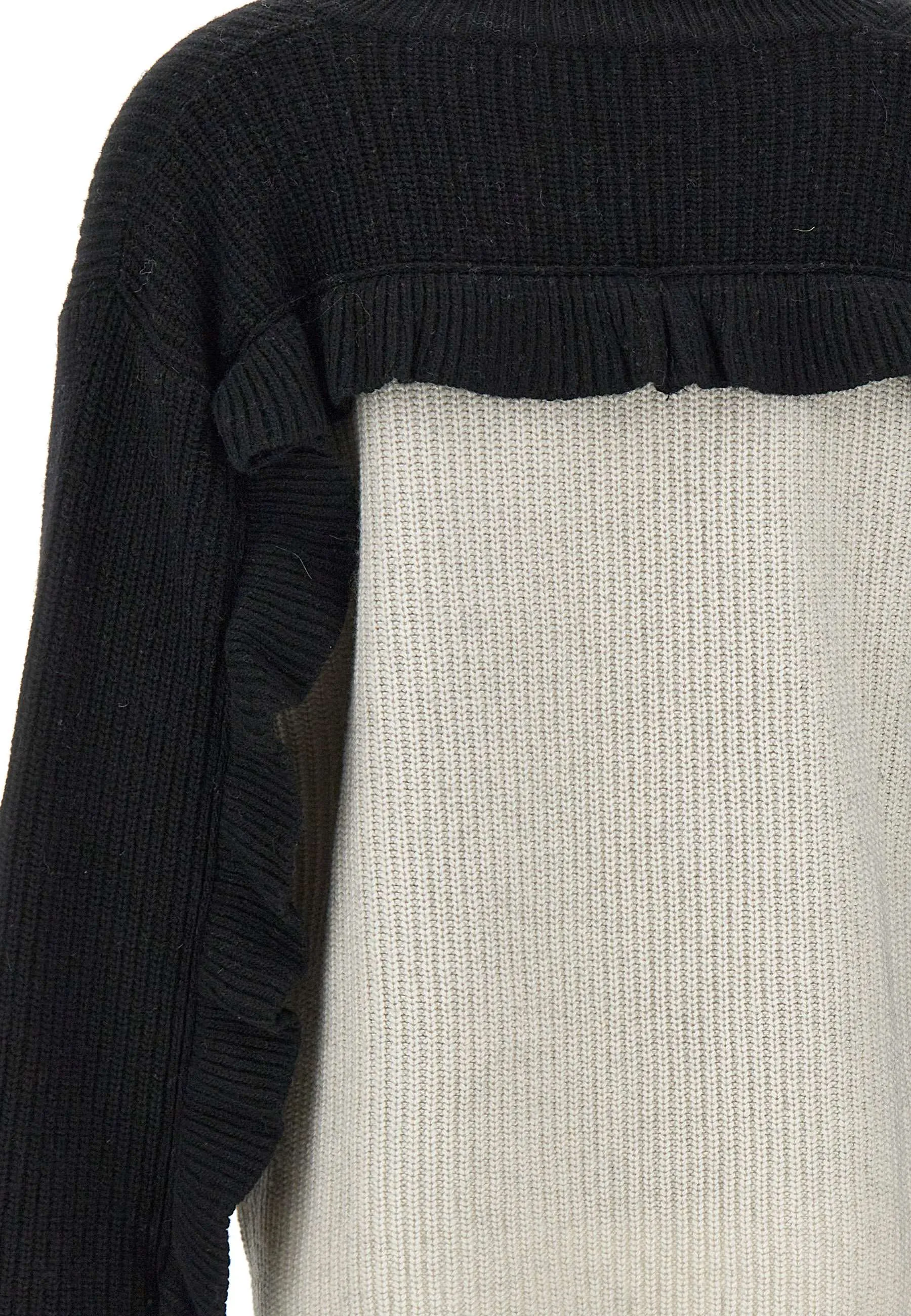 Wool and Cashmere Two-Tone Ruffle Sweater