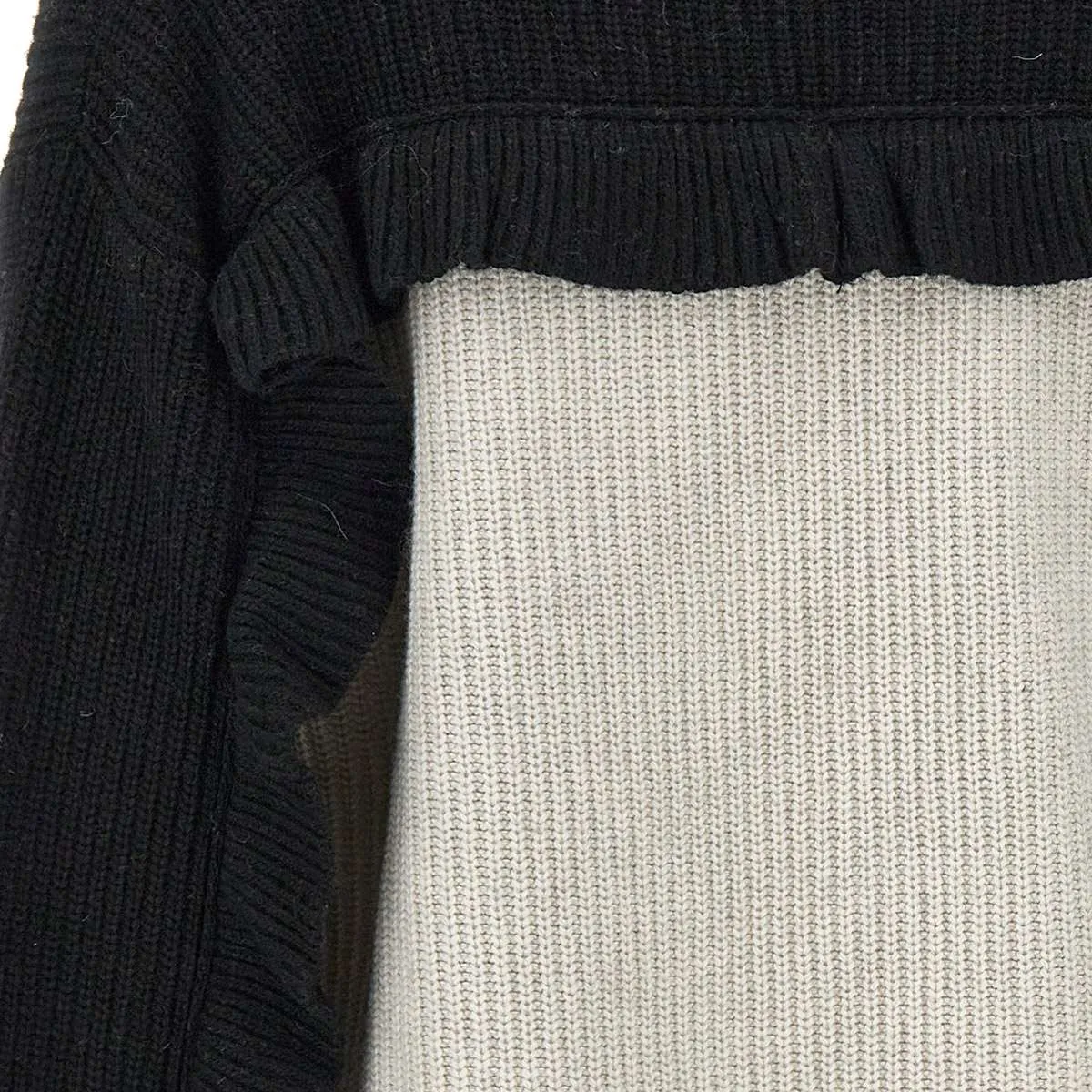 Wool and Cashmere Two-Tone Ruffle Sweater