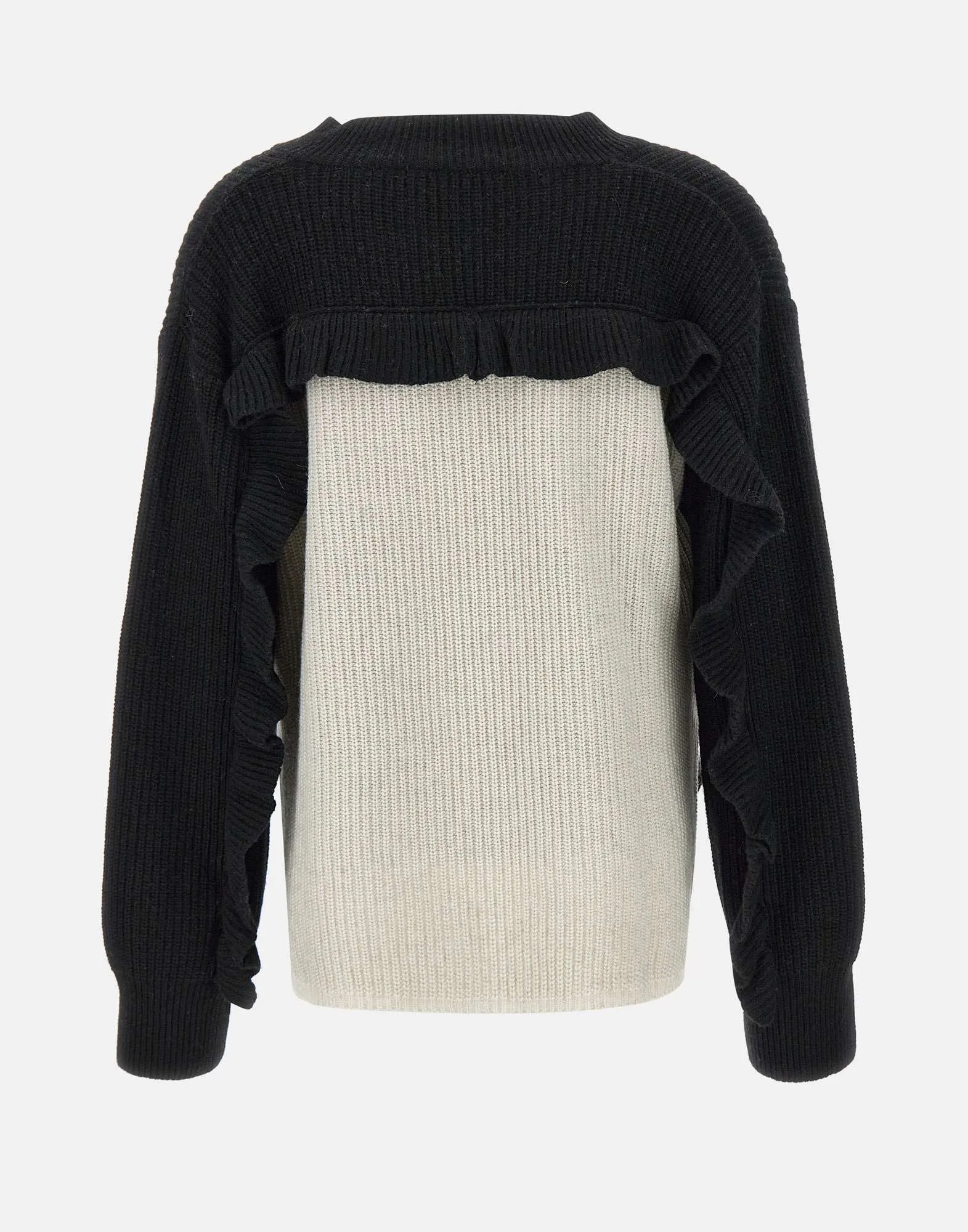 Wool and Cashmere Two-Tone Ruffle Sweater