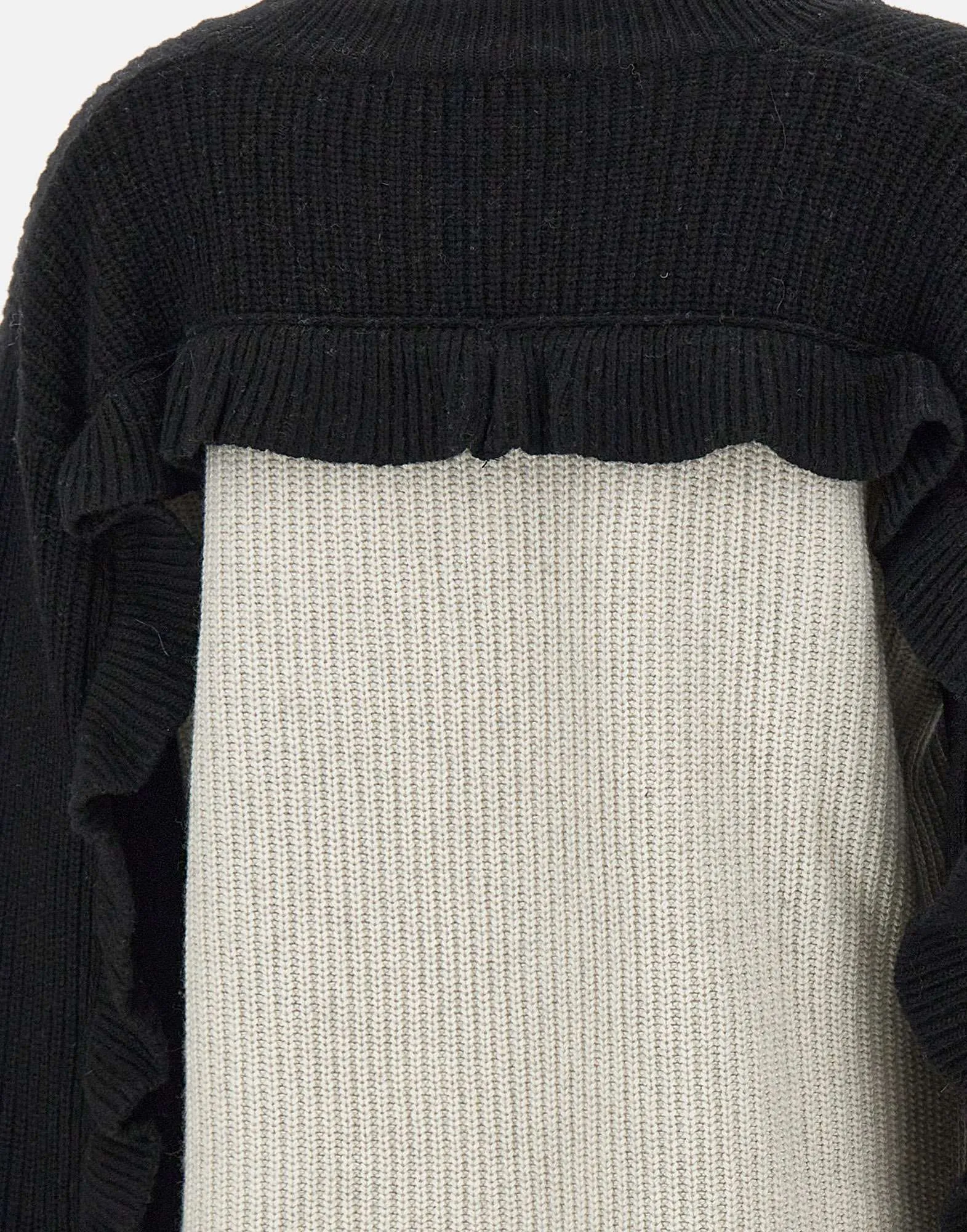 Wool and Cashmere Two-Tone Ruffle Sweater