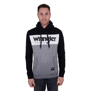 Wrangler Mens Digby Pullover Hoodie Black/Charcoal Marle